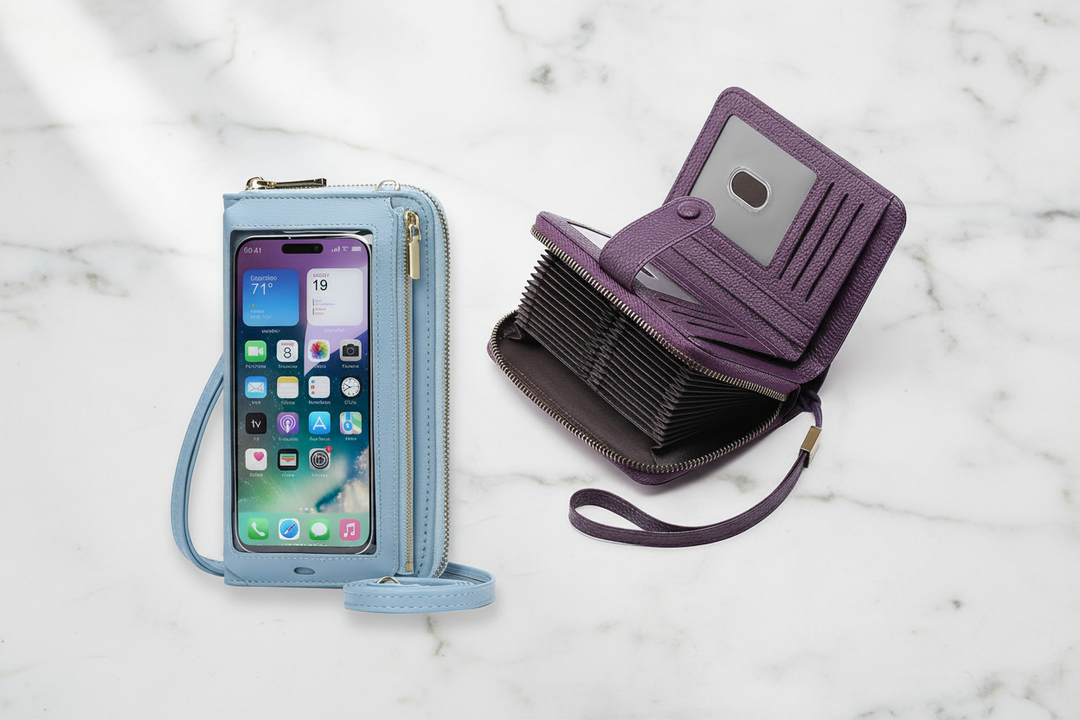 SENDEFN vegan leather crossbody phone wallet and RFID wristlet wallet for women — hands-free style meets smart organization
