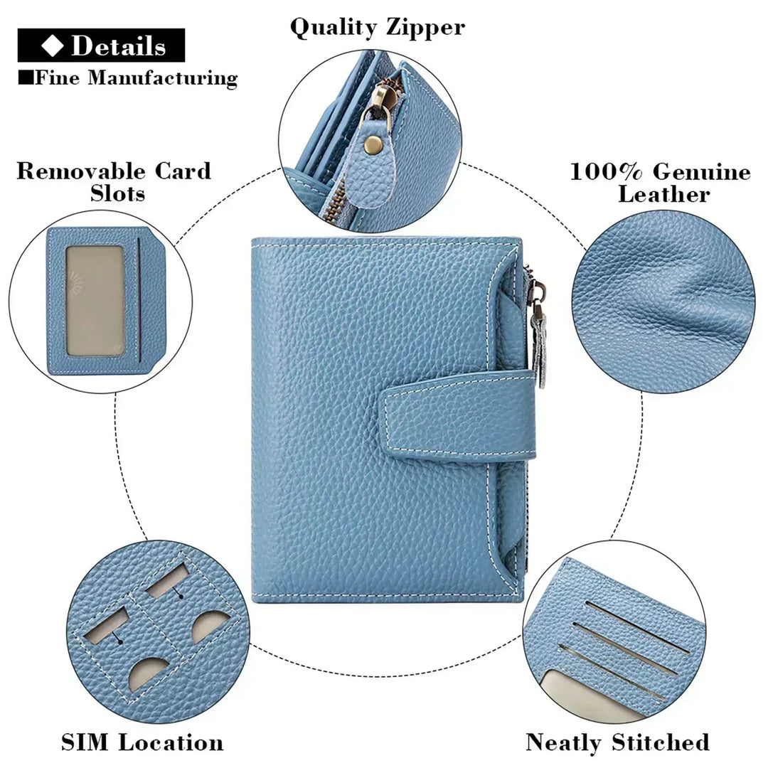 Sendefn Small Wallets for Women Leather RFID Blocking Bifold Zipper Pocket Wallet Card Case Purse with ID Window - SENDEFN Store