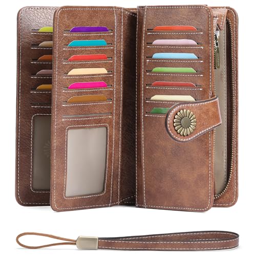 Billetera de mano de cuero RFID Sendefn para mujer