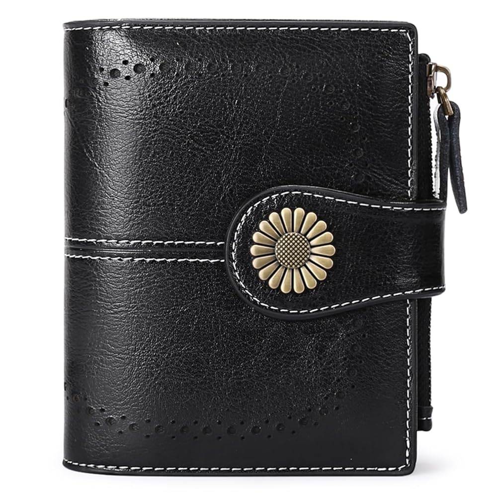 RFID Bifold Wallet with Zipper Coin Pocket for Women – Slim Leather | Sendefn