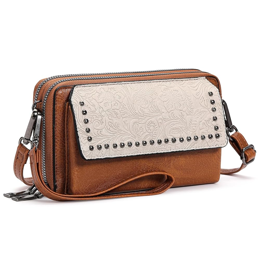 Sendefn Women's Small Crossbody Bag - PU Leather Cell Phone Purse with Wristlet