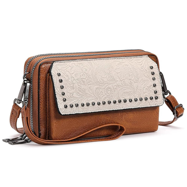 Sendefn Women's Small Crossbody Bag - PU Leather Cell Phone Purse with Wristlet