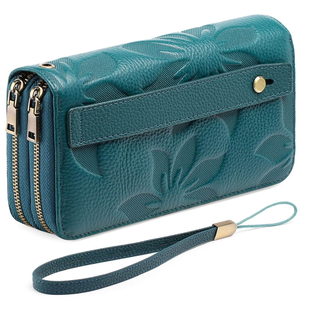 Sendefn Wallet for Women Clutch RFID Blocking Wristlet Leather Purse Large Capacity Credit Card Holder with Grip Hand Strap - SENDEFN Store