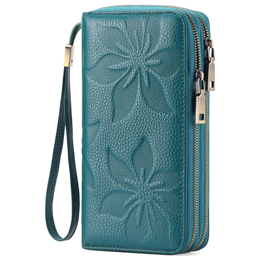 Sendefn Wallet for Women Clutch RFID Blocking Wristlet Leather Purse Large Capacity Credit Card Holder with Grip Hand Strap - SENDEFN Store