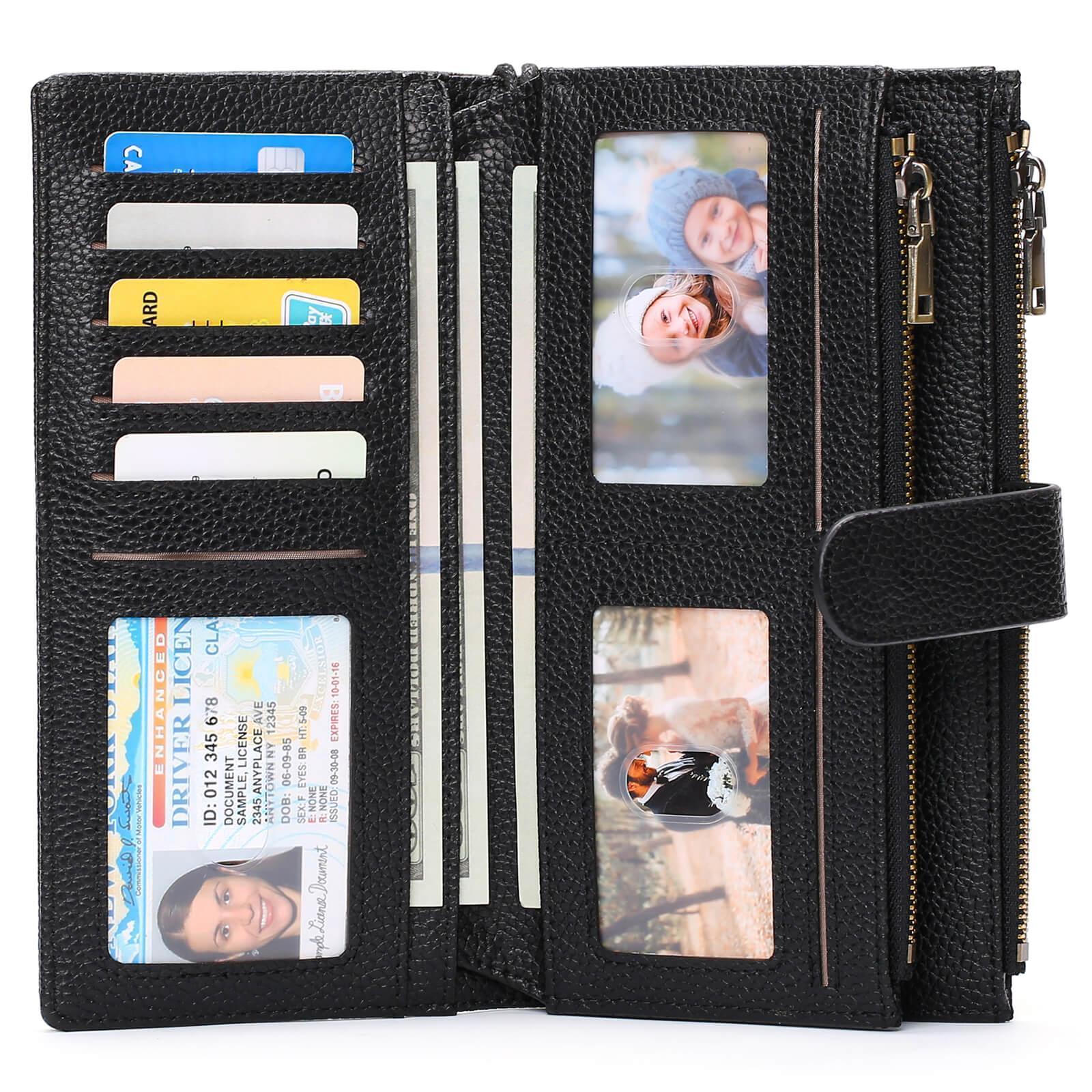Women's Large RFID Clutch Wallet – Double Zipper, 11 Card Slots