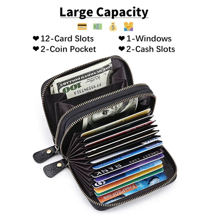 Small Genuine Leather Wallet for Women, RFID Blocking Credit Card Holder Wallet - SENDEFN Store