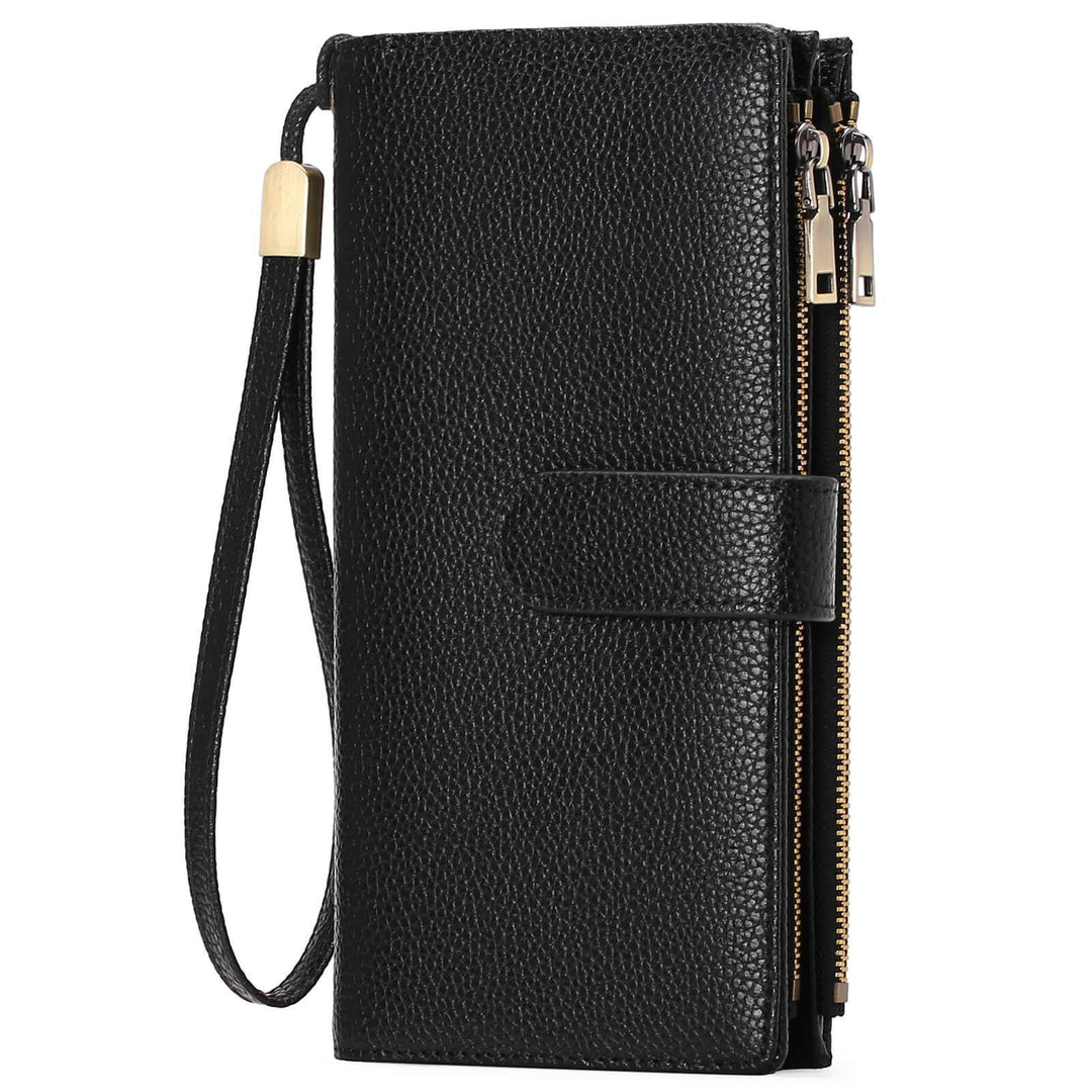 Sendefn Womens Wallets Large Capacity Credit Card Holder Rfid Wallet Women Double Zipper Pocket Leather Bifold Ladies Wristlet Clutch Wallet - SENDEFN Store