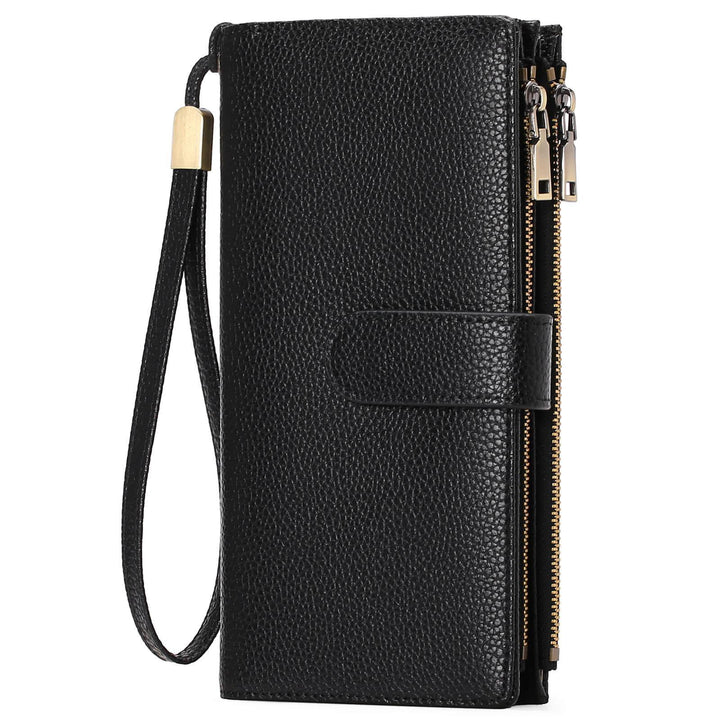 Sendefn Womens Wallets Large Capacity Credit Card Holder Rfid Wallet Women Double Zipper Pocket Leather Bifold Ladies Wristlet Clutch Wallet - SENDEFN Store