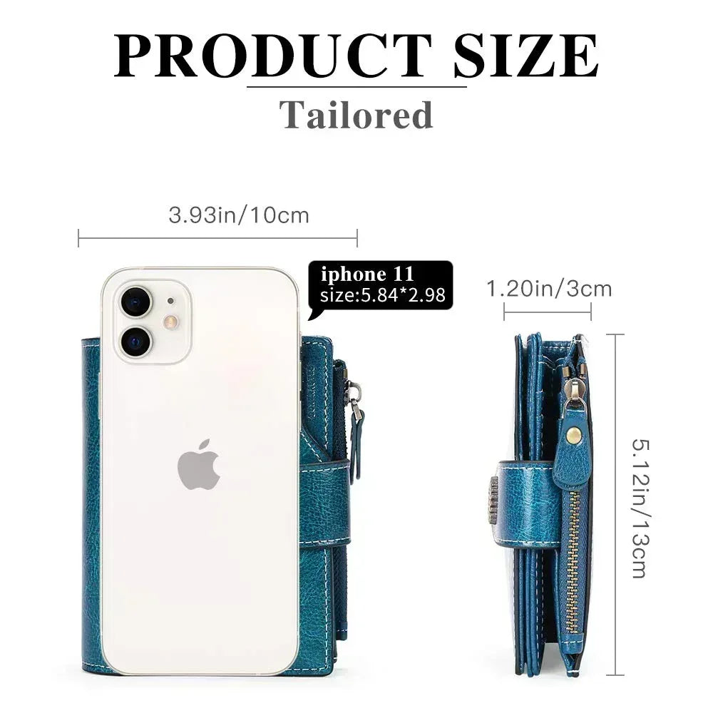 SENDEFN Small Womens Wallet Leather Bifold Card Holder RFID Blocking with Zipper Coin Pocket - SENDEFN Store