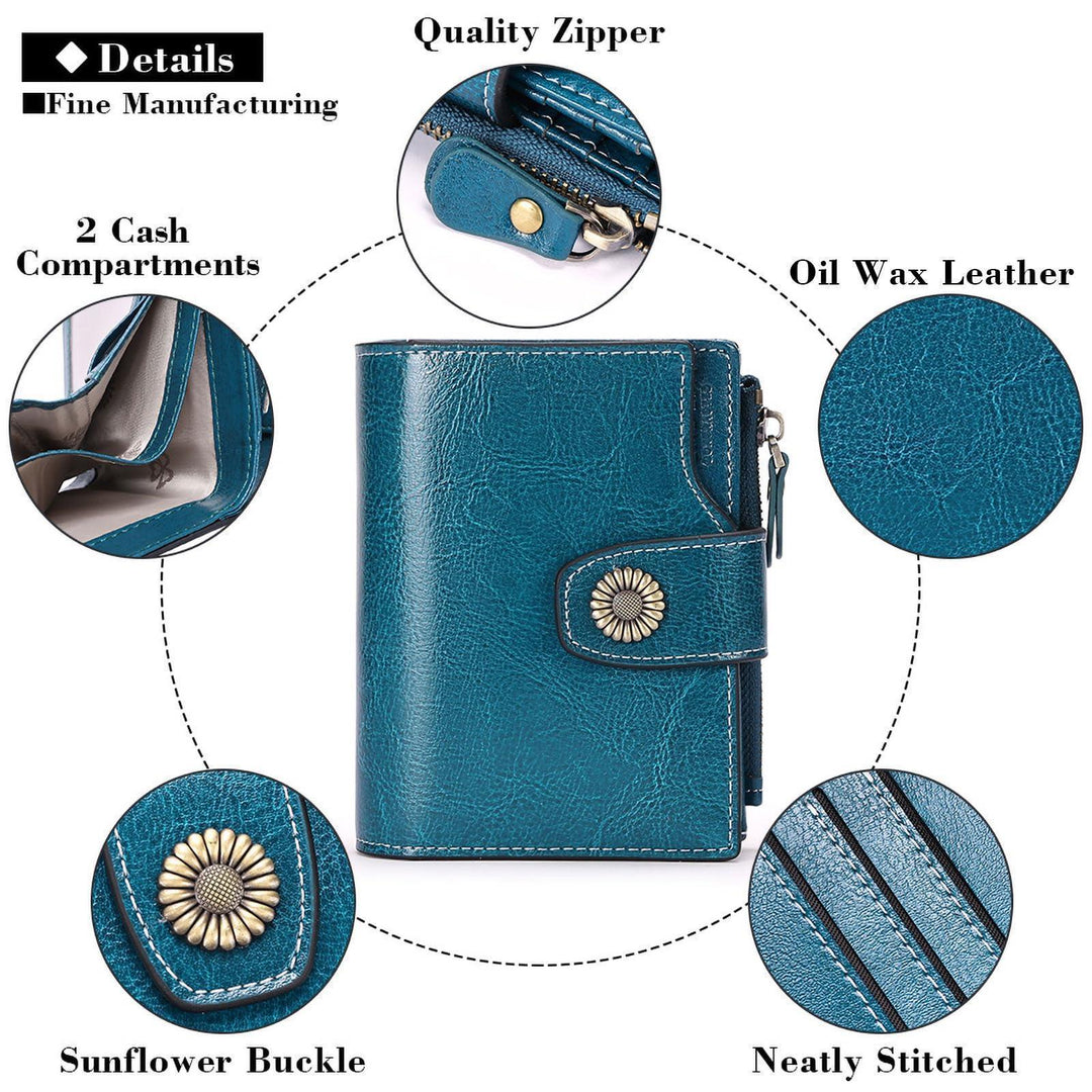 SENDEFN Small Womens Wallet Leather Bifold Card Holder RFID Blocking with Zipper Coin Pocket - SENDEFN Store