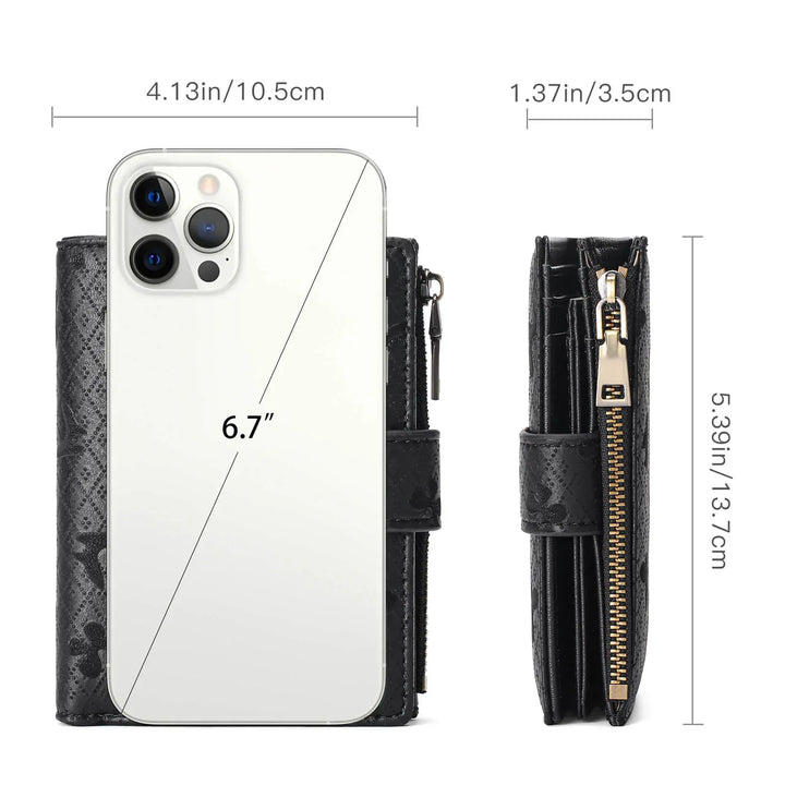 Sendefn Womens Wallet Small Leather RFID Blocking Bifold Zipper Pocket Wallet Card Case Purse with ID Window - SENDEFN Store