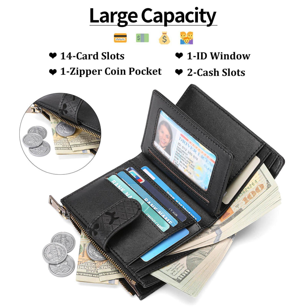 Sendefn Small Women's RFID Bifold Wallet with ID Window - SENDEFN STORE