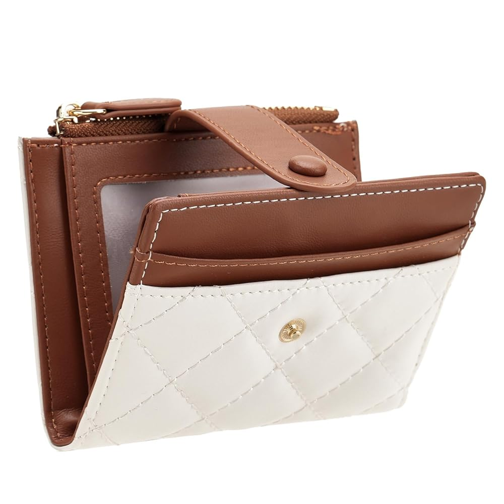 Sendefn Small Women's Quilted RFID Bifold Wallet with Zipper Coin Pocket