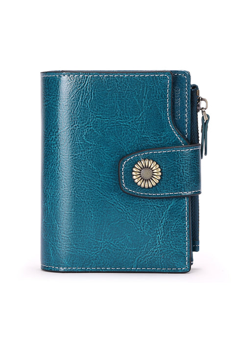 Women's Small RFID Bifold Leather Wallet – 14 Card Slots, 4 ID Windows, Slim Compact | Sendefn