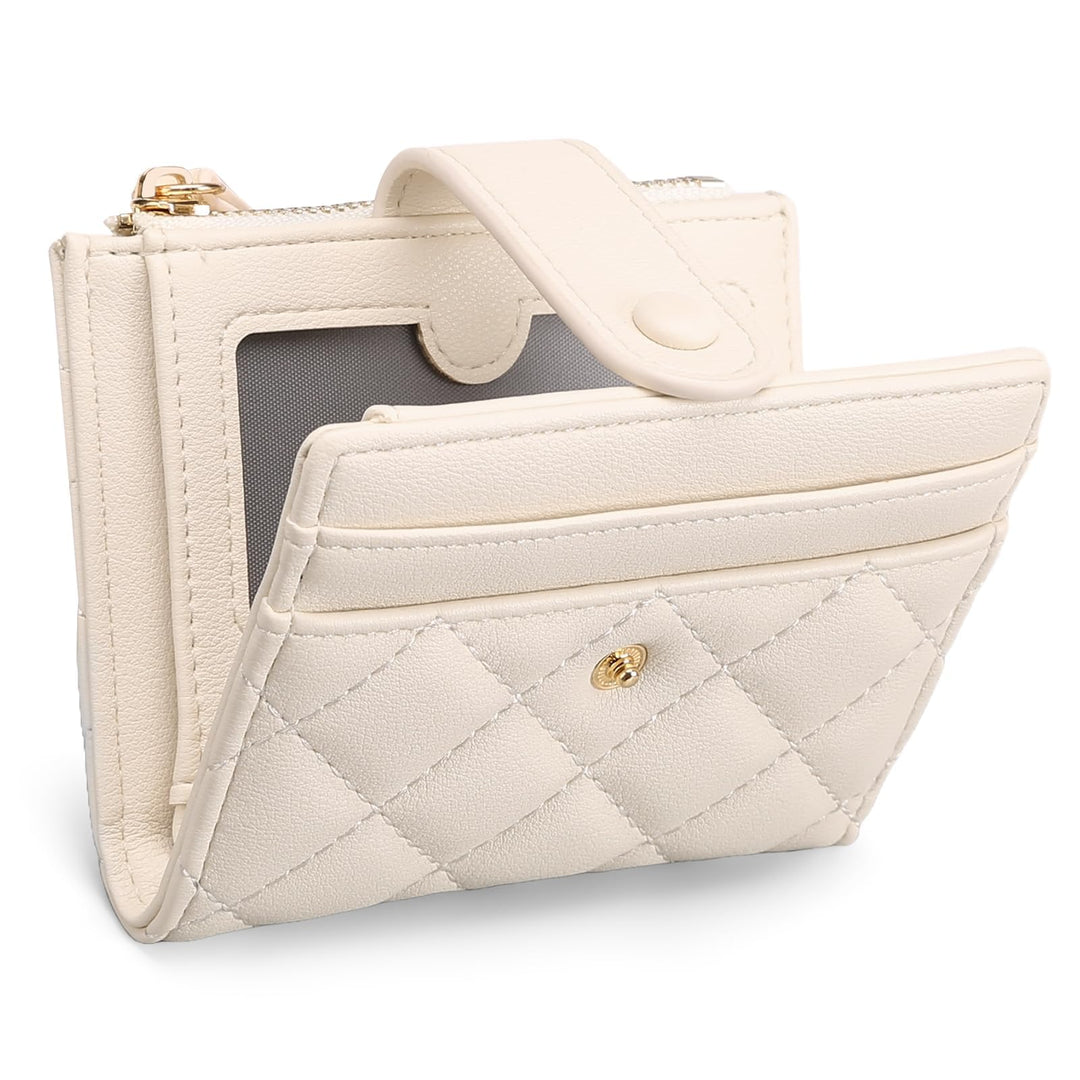 Sendefn Small Women's Quilted RFID Bifold Wallet with Zipper Coin Pocket