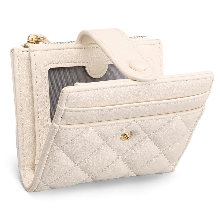 Sendefn Small Women's Quilted RFID Bifold Wallet with Zipper Coin Pocket