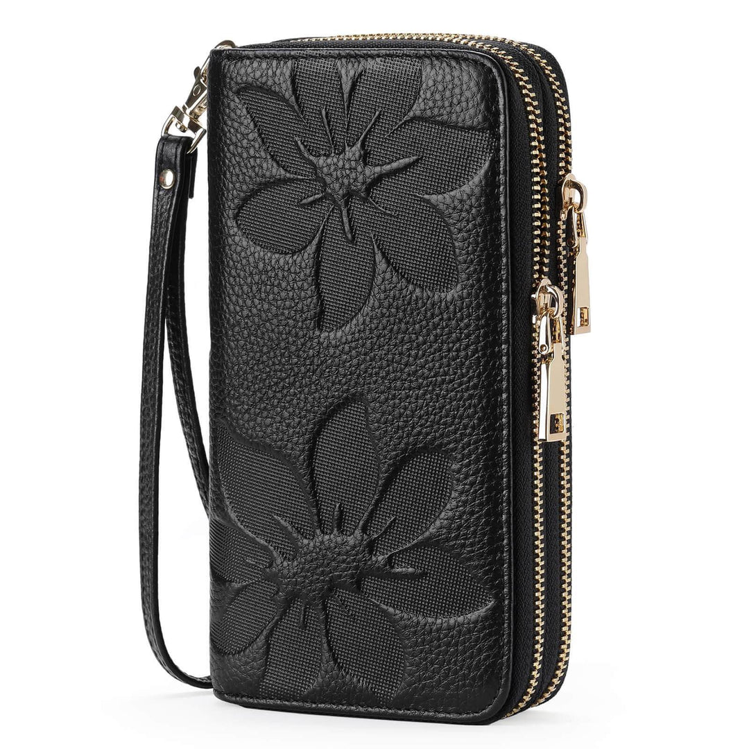 Sendefn Women's Wallet Large Capacity Double Zip Ladies Card Phone Holder RFID Blocking Wristlet Leather - SENDEFN Store