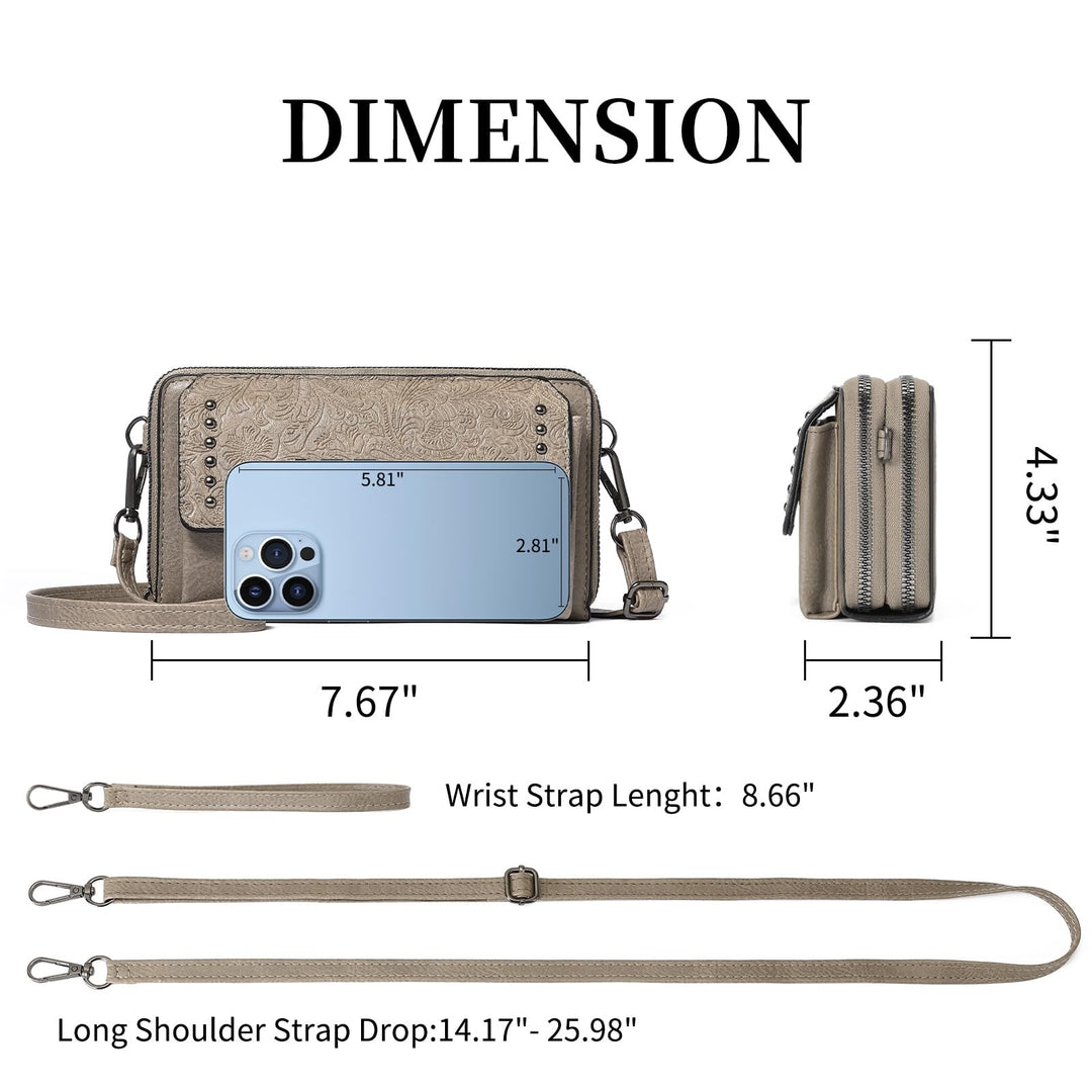 Sendefn Women's Small Crossbody Bag - PU Leather Cell Phone Purse with Wristlet