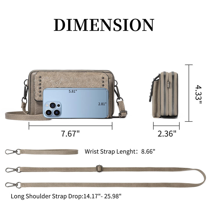 Sendefn Women's Small Crossbody Bag - PU Leather Cell Phone Purse with Wristlet