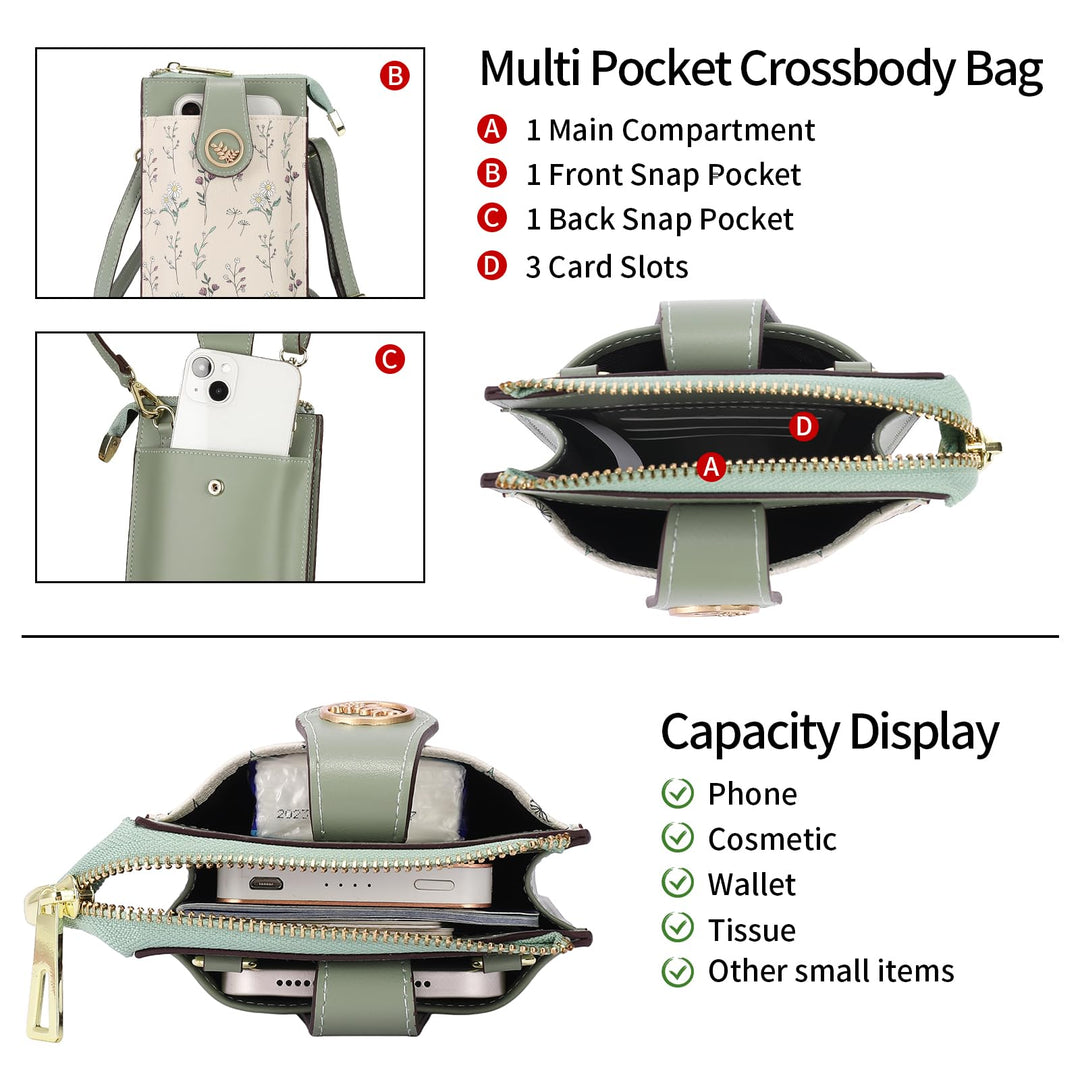 Sendefn Small Crossbody Cell Phone Bag for Women | Leather Purse with Card Slots