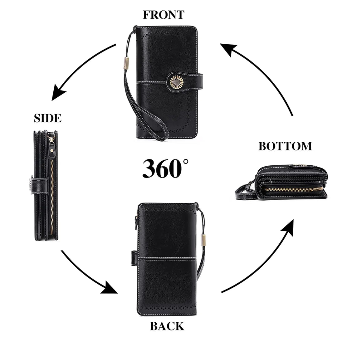 SENDEFN Wallets for Women Leather Credit Card Holder with RFID Blocking Large Capacity Wristlet - SENDEFN Store