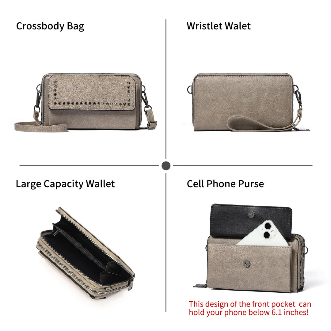 Sendefn Women's Small Crossbody Bag - PU Leather Cell Phone Purse with Wristlet