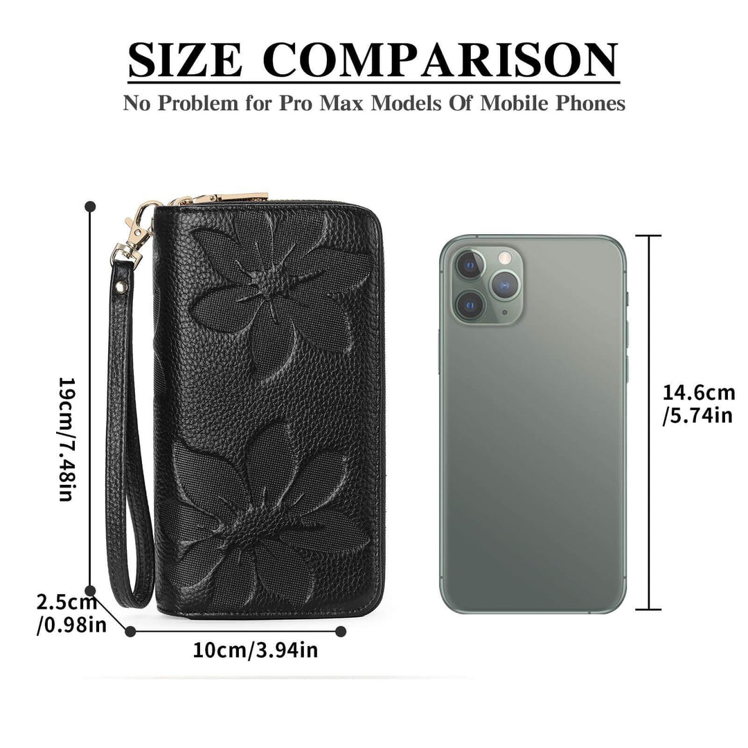 Sendefn Women's Wallet Large Capacity Double Zip Ladies Card Phone Holder RFID Blocking Wristlet Leather - SENDEFN Store