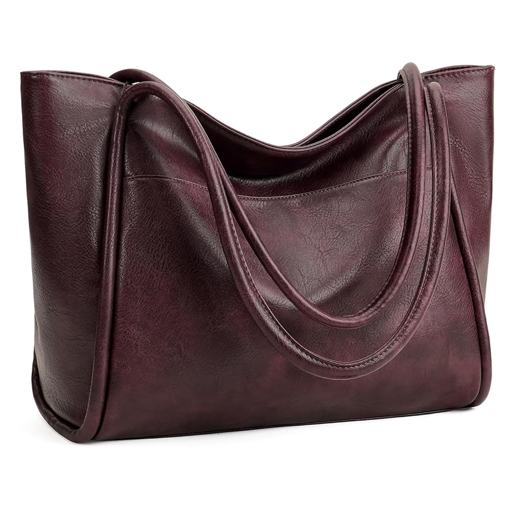 Women's Vegan Leather Tote Bag with Zipper – Work & Travel Shoulder Handbag