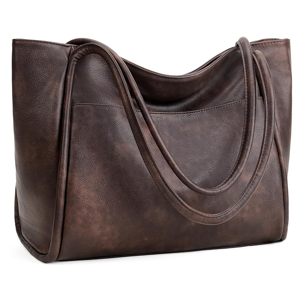 Women's Vegan Leather Tote Bag with Zipper – Work & Travel Shoulder Handbag