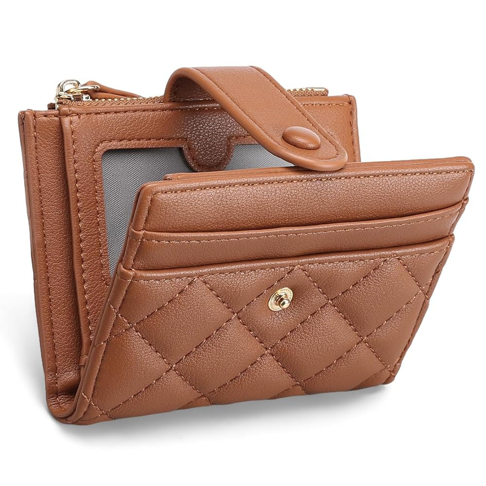 Sendefn Small Women's Quilted RFID Bifold Wallet with Zipper Coin Pocket