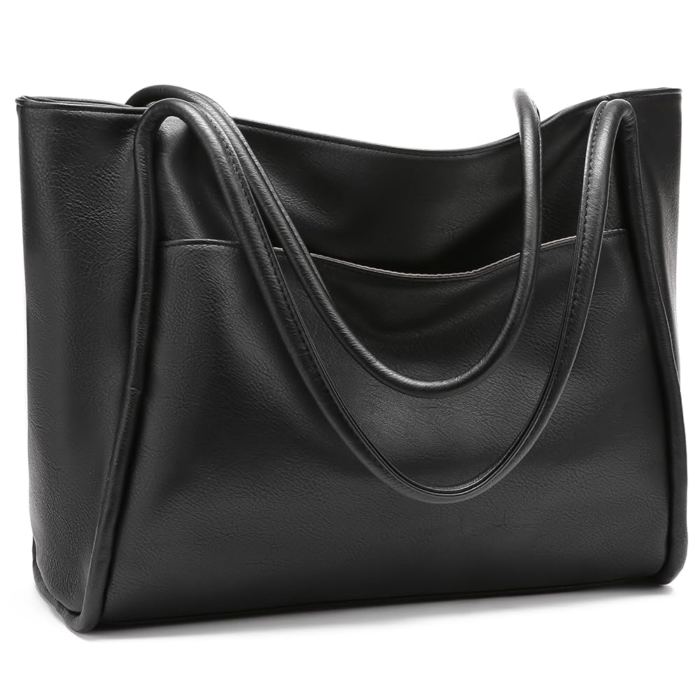 Women's Vegan Leather Tote Bag with Zipper – Work & Travel Shoulder Handbag