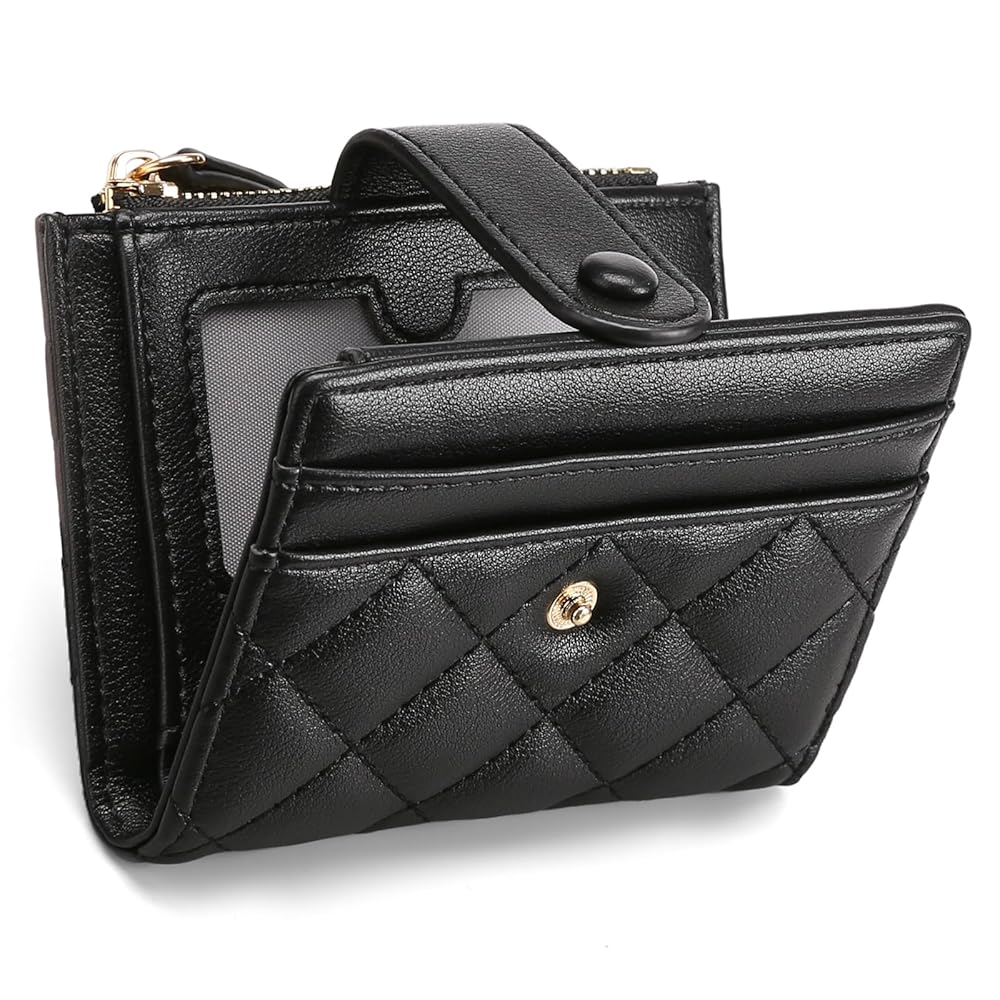 Sendefn Small Women's Quilted RFID Bifold Wallet with Zipper Coin Pocket