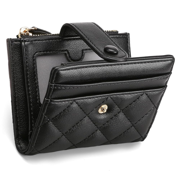 Sendefn Small Women's Quilted RFID Bifold Wallet with Zipper Coin Pocket