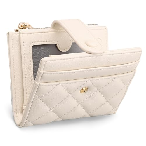 Sendefn Small Women's Quilted RFID Bifold Wallet with Zipper Coin Pocket